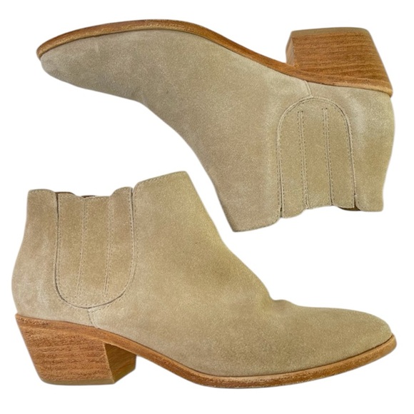 JOIE Barlow Suede Leather Pointed Toe Ankle Boots Size 37.5 - Picture 1 of 12